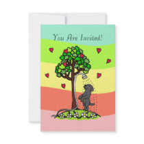 Summer Water Fun Black Labrador Cartoon Personalized Announcements