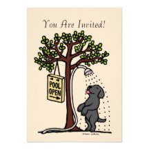 Summer Water Fun Black Labrador Cartoon Personalized Announcements