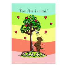Summer Water Fun Chocolate Labrador Cartoon Custom Invitations