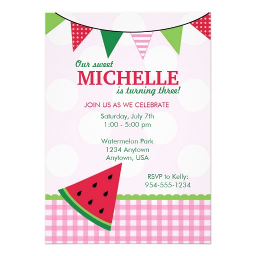 Summer Watermelon Birthday Invitation