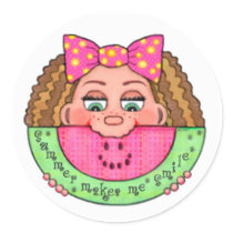 Summer Watermelon Girl Stickers by jamiecreates1 Summer Watermelon Girl Stickers