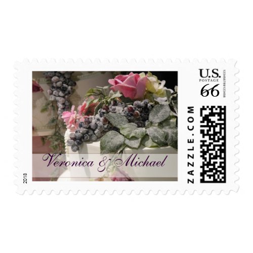 Summer wedding cake with flowers stamp