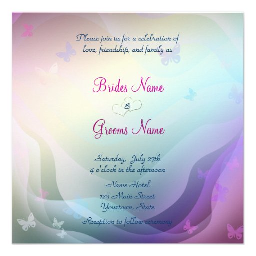 Summer Wedding Invitation with pearl hearts