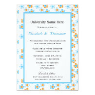 summer yellow and blue graphic flowers graduation invitations