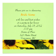 summer yellow  flowers bridal shower invitations