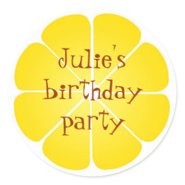 Summer yellow lemon party favor seal stickers