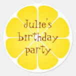Summer yellow lemon party favor seal stickers