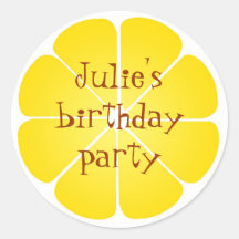 Summer yellow lemon party favor seal stickers