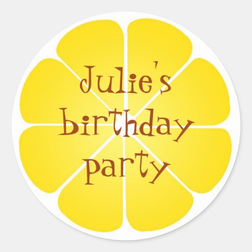 Summer yellow lemon party favor seal stickers