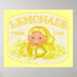 Summer Yellow Lemonade Art Poster