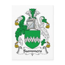 Summers Family Crest postcards by coatsofarms Summers Family Crest postcards