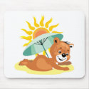 Summertime Beach Fun Bear mousepads
