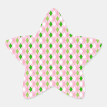 Summertime Fun Pink Lime Green White Argyle Star Stickers