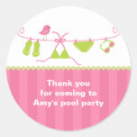 Summertime Pink and Green Bathing Suit Stickers