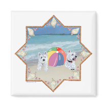 Summertime Westies Blue Water Fridge Magnets
