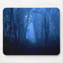 summer, forest, fireflies, path, desktop wallpaper, Mouse pad with custom graphic design