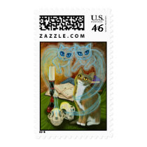 Summoning Old Freinds, Ghost Cats Art Postage postage