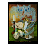 Summoning Old Friends, Ghost Cat Art Greeting Card
