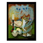 Summoning Old Friends, Ghost Cat Art Postcard