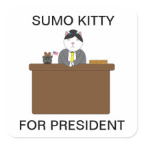 Sumo Kitty For President Sticker