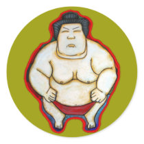 Sumo Wrestler Round Sticker
