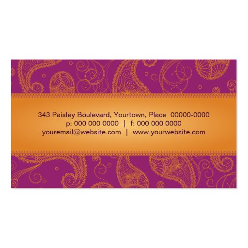 Sumptuous Paisley Business Card (back side)