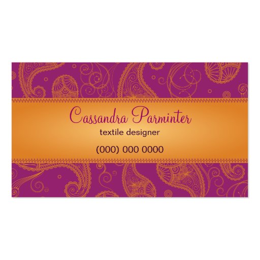 Sumptuous Paisley Business Card (front side)