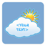 Sun and Cloud, <YOUR TEXT> Square Stickers