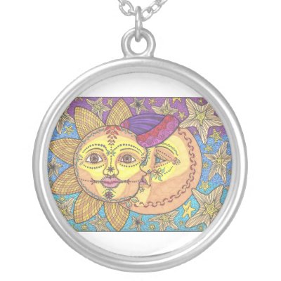Cool picture of a sun and moon Very colorful and detailed drawing