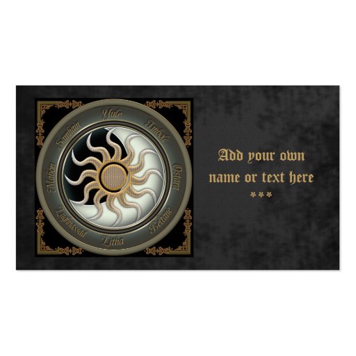 Sun and Moon Pagan Wheel Business Card Template (front side)