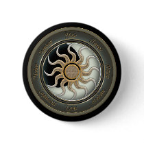 Sun and Moon Pagan Wheel Pinback Button