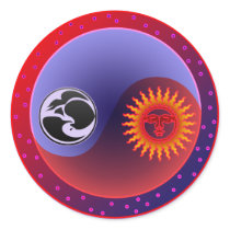 Sun and on in Balance Round Sticker