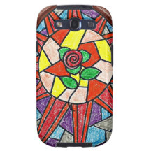 Sun and Rose Stained Glass Art Samsung Galaxy Case Galaxy S3 Cases