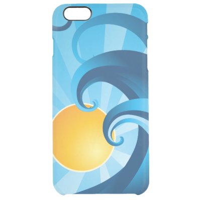 Sun and Surf Sea Waves Illustration Clear iPhone 6 Plus Case