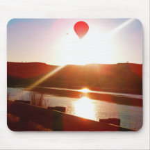 Sun beam, Hot air balloon Mousepads