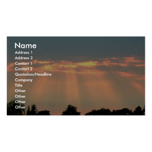 Sun Beams Through Clouds Business Card Template (front side)