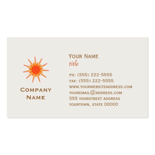 Sun Business Cards (front side)