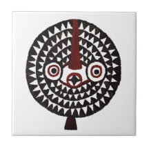 Sun Bwa African Mask Art Gift Tile Trivet Coaster