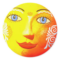 Sun Ceramic Round Sticker