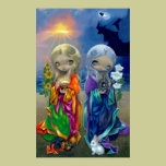 Sun Child and Moon Child ART PRINT fairy goddess posters by strangeling Sun Child and Moon Child ART PRINT fairy goddess posters
