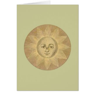 Sun Detail from Antique Map circa 1780 card