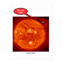 Sun Earth You Are Here (Astronomy Humor) Postcard