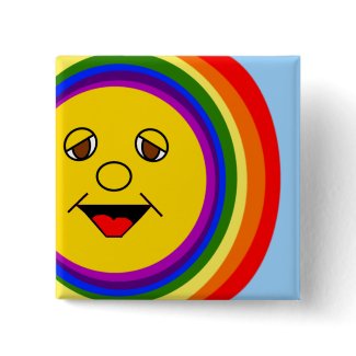 Sun Face and Rainbow button