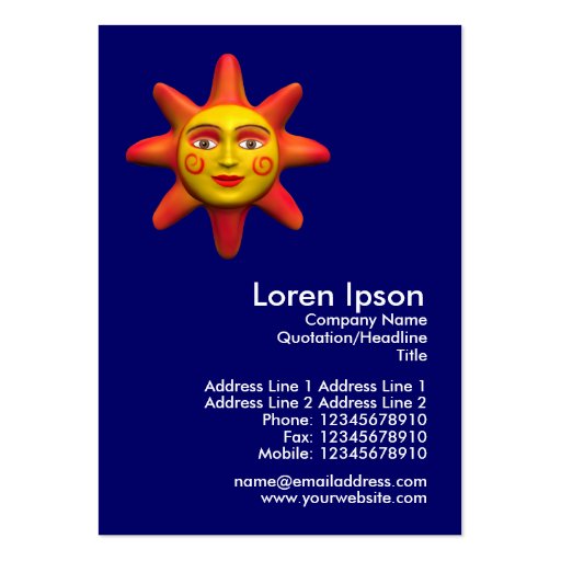 Sun Face Mini Photo Business Cards (front side)