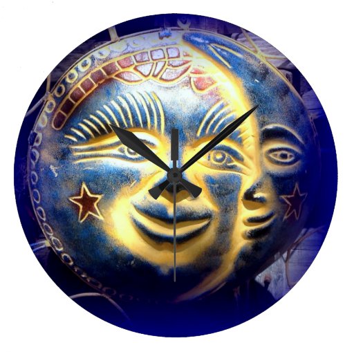 sun face/ moon face clock Zazzle