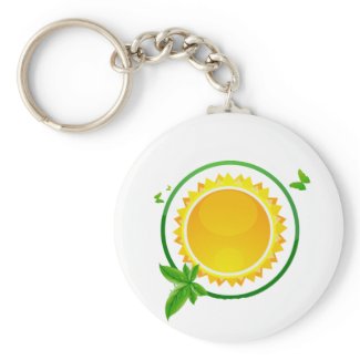 sun green circle butterflies eco design.png keychains