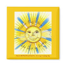 Sun in Clouds - 2" Sq. Magnet (bright yellow)