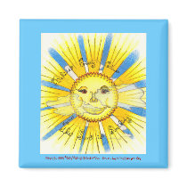 Sun in Clouds - 2" Sq. Magnet (sky blue)