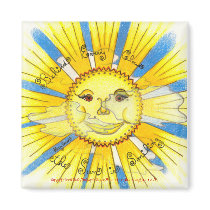 Sun in Clouds - 2" Sq. Magnet (white)