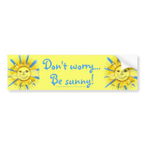 Sun in Clouds - Bumper Sticker (pale yellow) bumper stickers